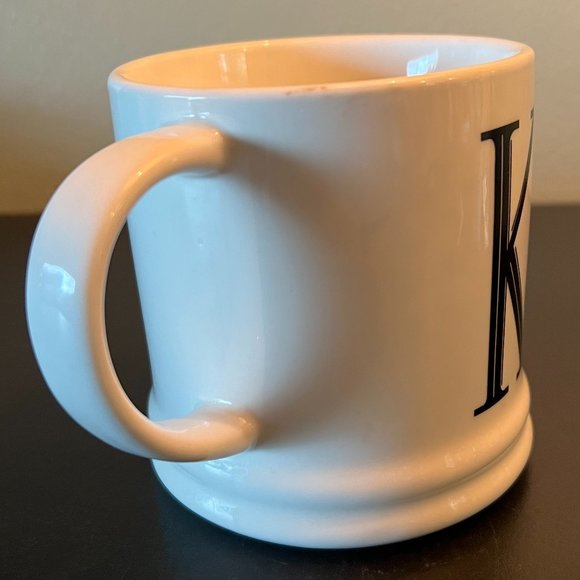 Letter "K" Monogram Initial Porcelain Cup Mug - Picture 2 of 6